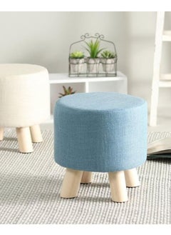 Buy Round Ottoman Foot Rest Stool Pouf Footstool Chair Change Shoe Chair Round Small Bench Round Shaped Wooden Feet Comfortable Multipurpose Stool in UAE