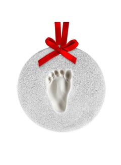 اشتري Baby Print Handprint Or Footprint Glitter Personalized Holiday Keepsake Ornament Kit To Capture Baby Print Round Silver في السعودية