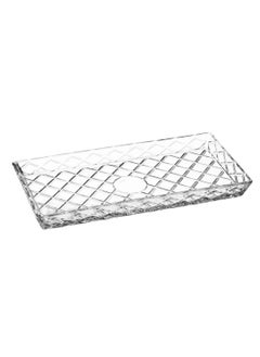 Buy Rectangular glass serving plate with squares 27*14 cm in Saudi Arabia