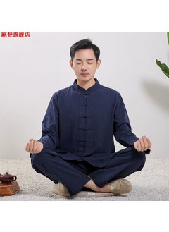 اشتري Unisex Cotton Linen Zen Meditation Suit Navy blue long sleeves // 90% off treated في السعودية