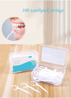 Buy 100 Tooth Picks and Floss with Portable Case, Teeth Cleaning, Flossing, No Tearing, No Breaking to Use, Smooth Thin Floss for Cleaning Teeth and Gums in Saudi Arabia