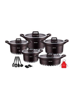 Buy Dessini 17pcs Granite cookware set 9008 Black/red in UAE