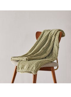 اشتري Sofa Blanket, Super Soft Lightweight Striped Blanket, 3D Ribbed Blanket, Plush Cozy Blanket, Warm and Breathable (Green) في الامارات