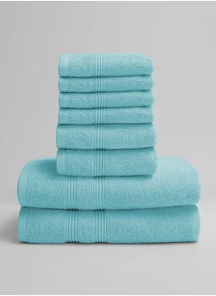 اشتري 8 Pieces Set by La'Marvel Turquoise 550 GSM 100% Cotton Luxury Home Towels في السعودية