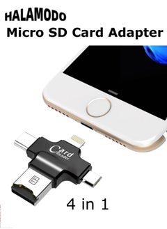 Buy 4 in 1 Card Reader TF Micro SD Card Adapter External Storage Memory with Type C Micro USB USB 3.0 for iPhone iPad Android Mac PC in Saudi Arabia