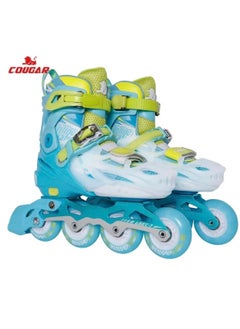 Buy Roller Skate Shoe Cougar Model 333 For Adult Adjustable Roller Skates with 4 Illuminating Pu Wheels, Outdoors and Indoors Roller Blades for Boys Girls Beginners Color : blue Size : 36-39 in Egypt