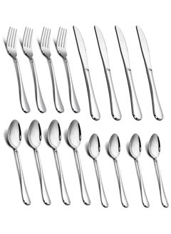 Buy 16 Piece Cutlery Set of Stainless Steel Fork knife Spoon and Teaspoon, Silverware for Home Office Party Camping Flatware Eating Utensils (16) in UAE