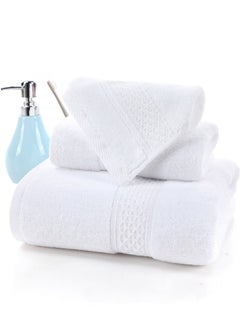 اشتري 3 Piece Premium Cotton Towel Set 1 Face Washcloth, 1 Hand Towel, 1 Bath Towel, Quick Dry, Breathable & Highly Absorbent Towels, Ultra Soft Towels Ideal for Daily Use White في الامارات