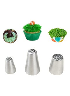 اشتري 3 Pcs Stainless Steel Grass Icing Nozzles Set Mousse Cake Decorating Tips Pipe Nozzle DIY Baking Tool Beginners Use for and Decoration Cupcakes Biscuits في الامارات