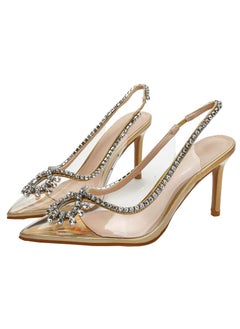 Buy Women High Heels Sandals with Rhinestone Stiletto Heeled Glamorous Pumps Transparent PVC High Heels Sandals in Saudi Arabia