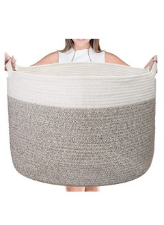 Buy TYCOM Cotton Rope Basket Woven Baby Laundry Basket for Blankets Toys Storage Basket with Handle Comforter Cushions Storage Bins Thread Laundry Hamper Blanket, Towels, Home Storage Container in UAE