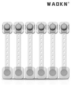 Buy 6 PCS Child Safety locks Protective Non Punching Drawer Buckle Multi-Functional Adjustable Double Button Baby Anti-Clip Latch System for Cabinets Drawers Fridge Closet Doors Grey in UAE