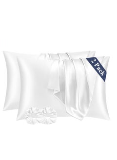 Buy Satin Pillowcase for Hair and Skin, 2 Pack Silk Pillowcases for Hair and Skin, Standard Size 50 x 75 cm Silk Pillow Case, Soft Smooth Cooling Premium Grade Silk Pillow Covers for Sleeping, White in Saudi Arabia