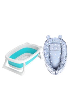 Buy Star Babies Pack of 2 (Baby Sleeping Pod with Foldable bathtub) - Grey/Green in UAE