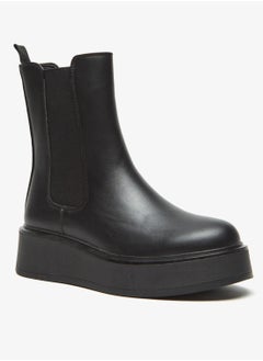 اشتري Solid Slip On High Shaft Boots With Pull Tabs By Shoexpress في الامارات