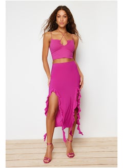 اشتري Fuchsia Slit and Ruffle Detail Maxi Skirt TWOSS24ET00066 في مصر