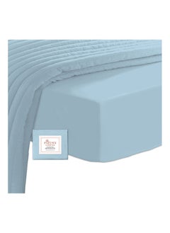 اشتري 100 Long Staple Soft Sateen 400 Thread Count Weave Queen Size Fitted Bed Sheet Cotton Blue Fog 160x200cm في الامارات