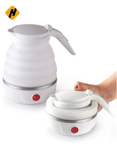 Buy Silicone Travel Foldable Water Heater Jug Collapsible Mini Portable Electric Kettle White in UAE