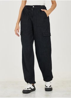 Buy Wide Leg Cargo Jeans with Toggle Detail in Saudi Arabia