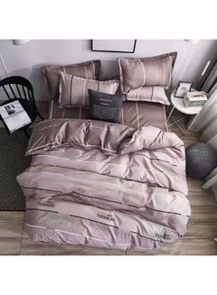 Buy King Size Fitted Bed Sheet Set Includes 1xFitted Bed Sheet 220x200+30cm, 1xDuvet Bed Cover 220x240cm, 2x Pillowcase 75x50cm in UAE