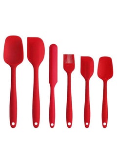 اشتري Silicone Spatula Set - 6 Piece Non-Stick Rubber Spatula Set, Heat-Resistant Spatula Kitchen Utensils Set for Cooking, Baking, and Mixing Red في الامارات