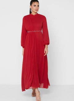 Buy Pleated Solid Dress in UAE