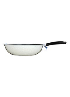 اشتري Non-Stick Granite Wok Pan With Long Backlite Handle  30Cm Black/Beige في السعودية