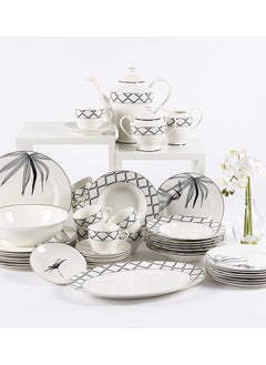 اشتري Elai 47 - Piece Dinner Set, White & Dark Blue في الامارات