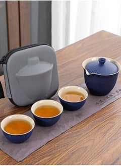 Buy 1 Pot  And 3 Cups Travel Tea Set-Blue in Saudi Arabia