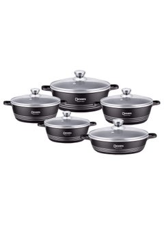 Buy DESSINI 10-Piece Non-Stick Cookware Set Black 1 x Casserole (20), Casserole (24), Casserole (28), Casserole (32), Shallow Casserole (28)cm Black in UAE