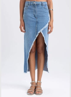 Buy Woman Long Fit Denim Skirt in UAE