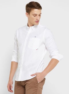 Buy Men White Pure Cotton Slim Fit Casual Shirt in UAE