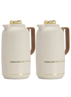 Buy 2-Piece Coffee And Tea Vacuum Flask Khaki/Gold1 Liter in Saudi Arabia