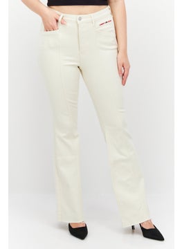 اشتري Womens High-Rise Flare-Leg Strechable Jeans, Off-White في الامارات