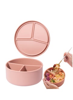 Buy Silicone Bento Lunch Box, 3 Compartment Silicone Lunch Container, Leak-Proof Salad Bento Box, BPA-Free, Dishwasher Safe, Perfect for Work, School, Picnics in UAE