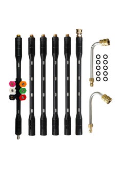 اشتري Pressure Washer Gutter Cleaning Tools, Upgrade Power Washer Extension Wand with 6 Nozzle Tips, Replacement Power washer Lance with 1/4" Quick Connect 90°, 120° curved rod, 4000 PSI في الامارات