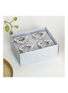 Buy Set Of 4 Tess Napkin Ring Silver in UAE