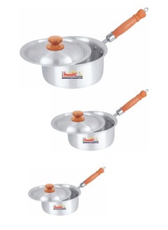 Buy Majestic Metal Finish Sauce Pan 3 Pcs Set 1x3 With Heavy Lids And Durable Handles Original Made In Pakistan in UAE