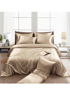 Buy 4 Pieces King Size Satin Luxury Silky Bedding Duvet Cover Set Skin-friendly And Comfortable, Soft And Smooth For Bedroom And Living Room 220x240 cm in Saudi Arabia