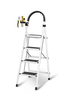 اشتري Foldable Ladder 5 Steps, Home Ladder Folding Step Stool with Wide Anti-Slip Pedal, Adults Folding Sturdy Steel Ladder for Home,Kitchen, Garden, Office في الامارات