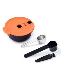 Buy Reusable Coffee Capsule Discs for Bosch Tassimo, Refillable Tassimo t Disc Coffee Filter Pod With Silicone Lid With A Stainless Steel Spoon, Orange, 60ml, 1 PCS in UAE