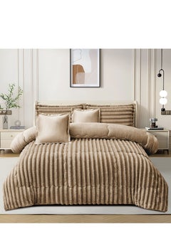 Buy Winter Double Bedspread Quilt Set Made of Soft Velvet and Luxurious Fur, Size 230*250 cm in Saudi Arabia