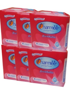 Buy Charmee Pantyliners Breathable Unscented 6x8's (48 Pantyliners, Pack of 6) in UAE