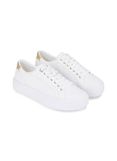 Buy Women's Metallic Heel Canvas Trainers -  Cotton canvas upper, White in UAE