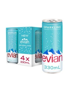 Buy Sparkling Carbonated Natural Mineral Water Can 330ml Pack of 4 in UAE