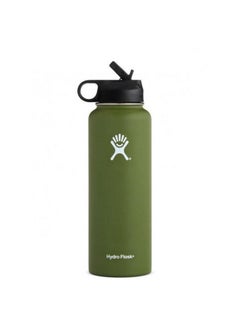 Buy Vacuum Insulated Water Bottle With Straw Green in Saudi Arabia