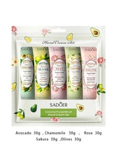 Buy Natural rose and fruit hand cream set of 5 pieces 30x5g in Saudi Arabia