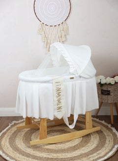 Buy Moses basket baby bassinet with wooden rocking stand in UAE