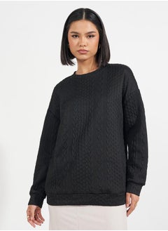 Buy Oversized Regular Length Textured Sweatshirt in Saudi Arabia