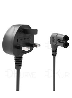 Buy DKURVE® UK TV Power Cable 90 Degree Right Angled IEC C7 Figure 8 in UAE